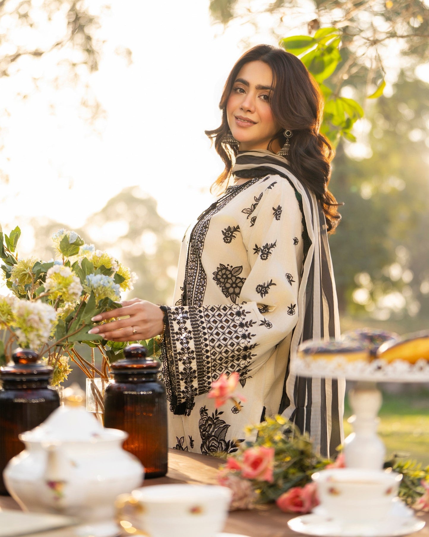 3PC Cotton Chikankari Salwar Kameez with Panni Work Online in Dubai DXB UAE Abudhabi Meena Bazaar