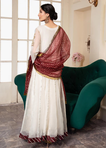Off White Hand Embellished Anarkali Peshwas