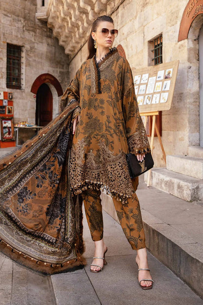 Brown Pure Lawn Suit with Chiffon Dupatta