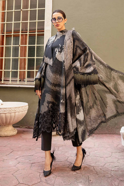 Grey Pure Lawn Suit with Chiffon Dupatta