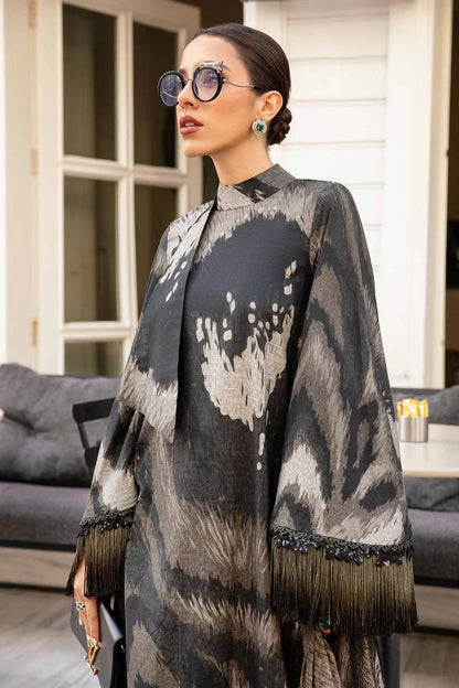 Grey Pure Lawn Suit with Chiffon Dupatta