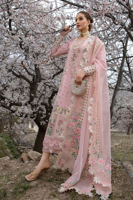 Blush Pink Embroidered Lawn Suit with Chiffon Dupatta