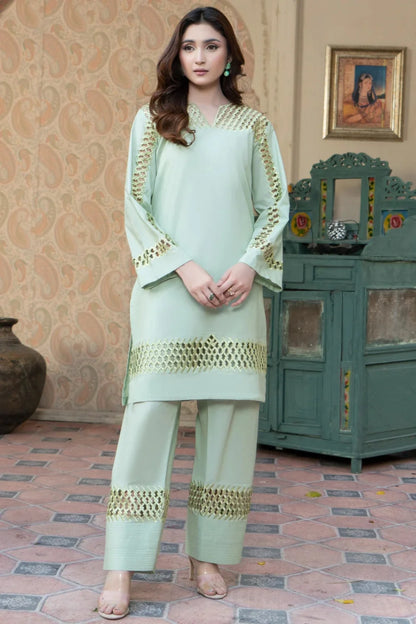 Moss Green Lawn Embroidered Kurta Set