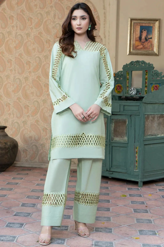 Moss Green Lawn Embroidered Kurta Set