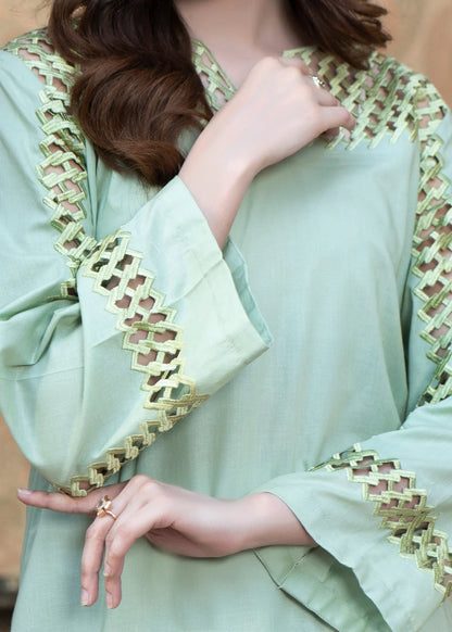 Moss Green Lawn Embroidered Kurta Set