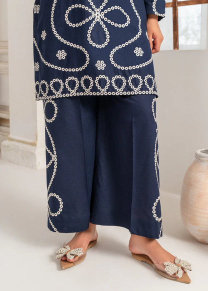 Navy Blue Embroidered Lawn Kurta Set