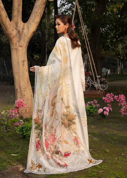 Ivory Lawn Suit with Patchwork Embroidery