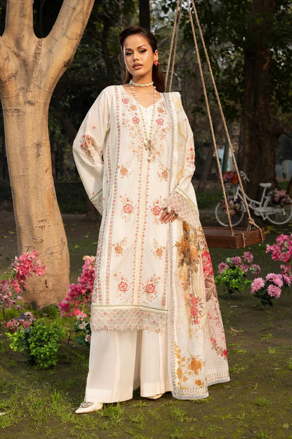 Ivory Lawn Suit with Patchwork Embroidery