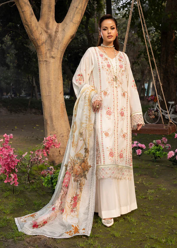 Ivory Lawn Suit with Patchwork Embroidery