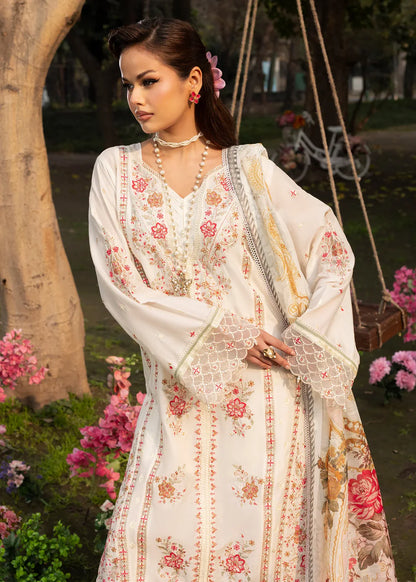 Ivory Lawn Suit with Patchwork Embroidery