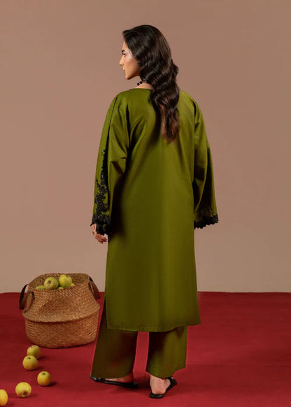 Apple Green Sequins Embroidered Linen Kurta Set