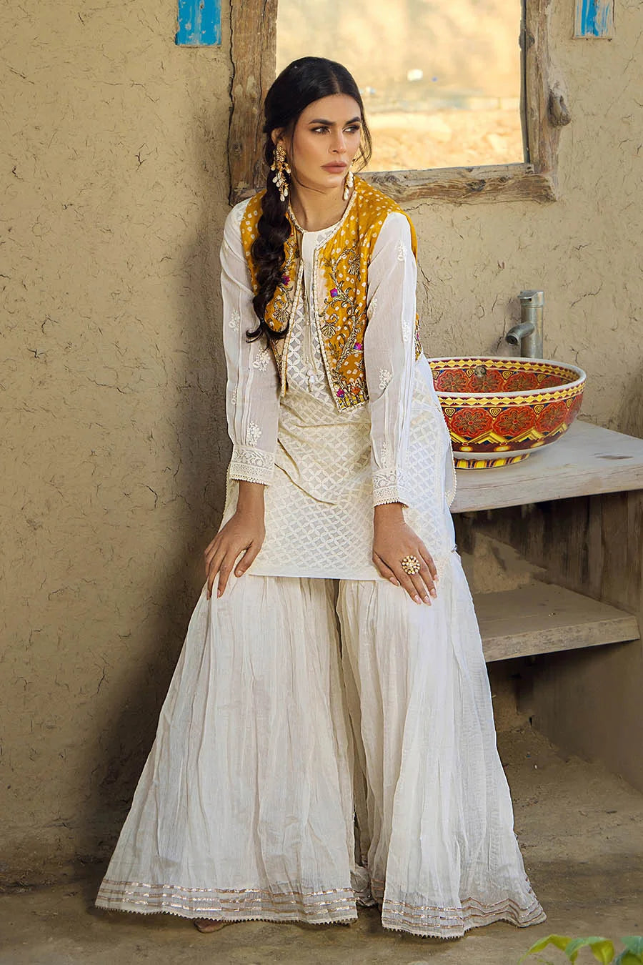 Handmade Jacket Style Suit with Gharara