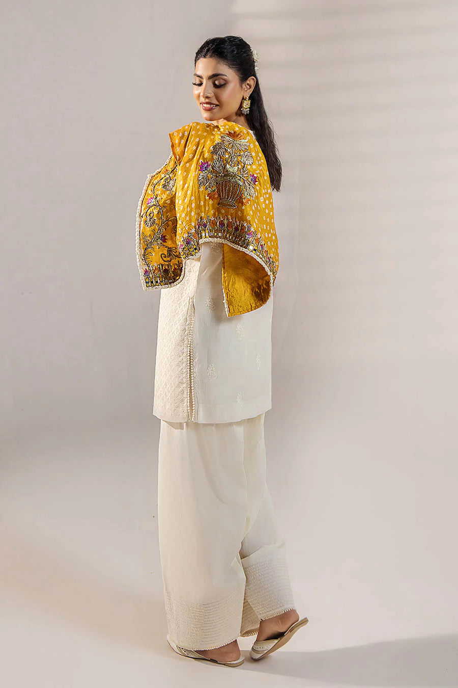 Handmade Jacket Style Suit with Farshi Shalwar