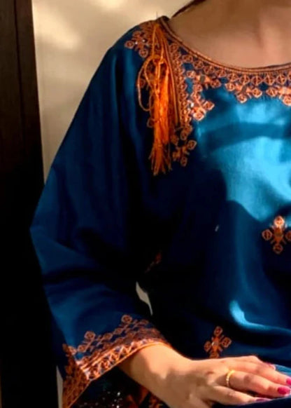 Royal Blue Kurta Set with Mirror Work