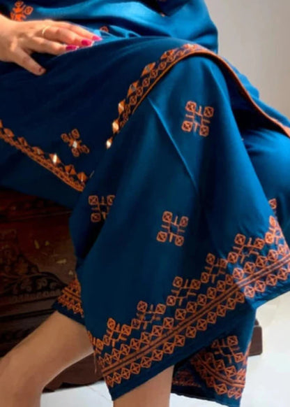 Royal Blue Kurta Set with Mirror Work