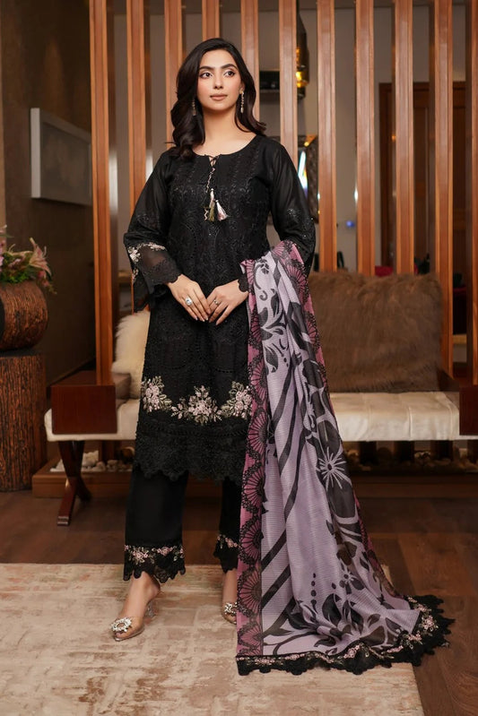Black Heavy Embroidered Lawn Suit