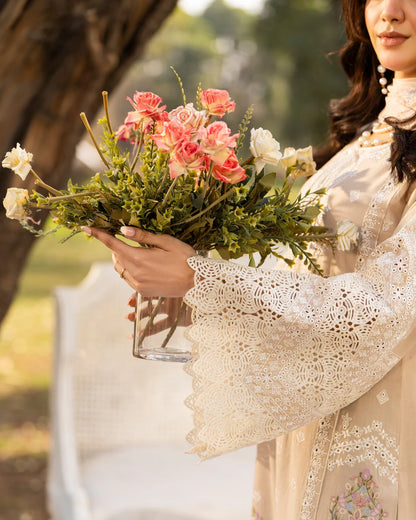Creamy Beige Cut Work Embroidered Lawn Suit
