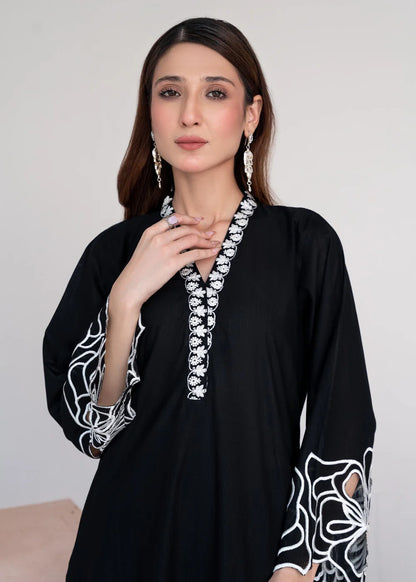 Black Embroidered Khaddar Winter Kurta Set