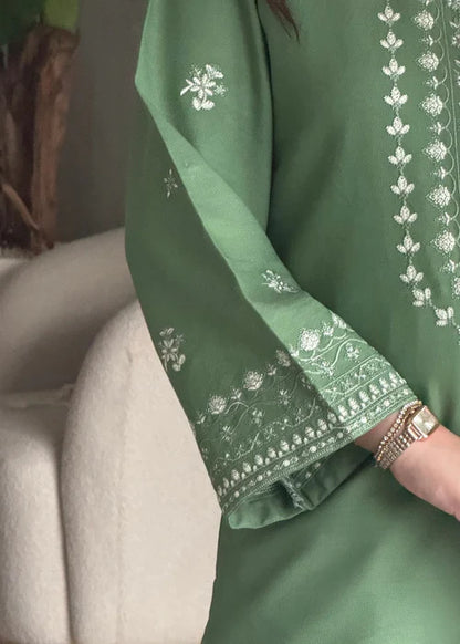 Jade Green Embroidered Winter Kurta Set with Dupatta