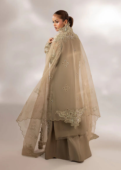 Beige Embellished Suit with Flared Trouser