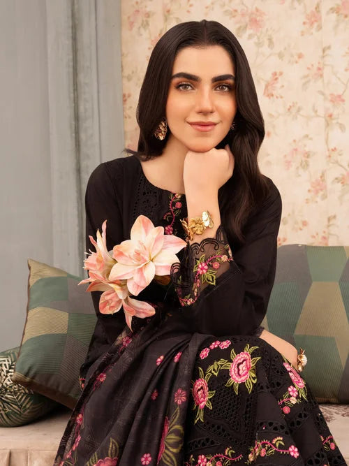 Black Chikankari Embroidered Kurta Set with Dupatta Size Small