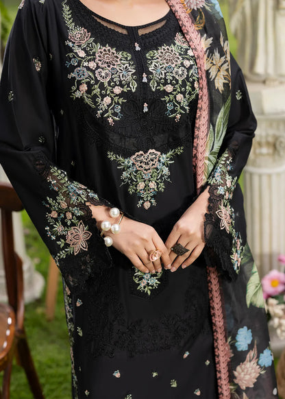Black Lawn Shirt with Organza Patchwork Embroidery