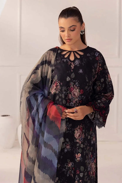 Black Digital Printed Embroidered Lawn Suit