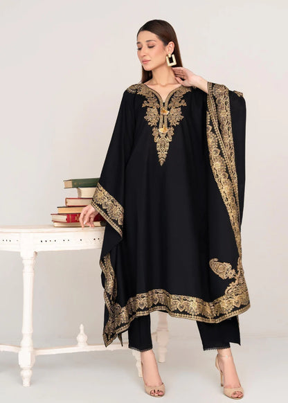 Black Embroidered Lawn Kaftan