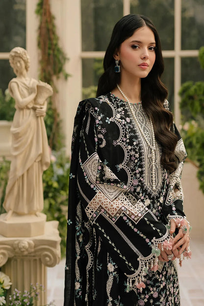 Black Heavy Embroidered Lawn Suit with Laser Cutwork