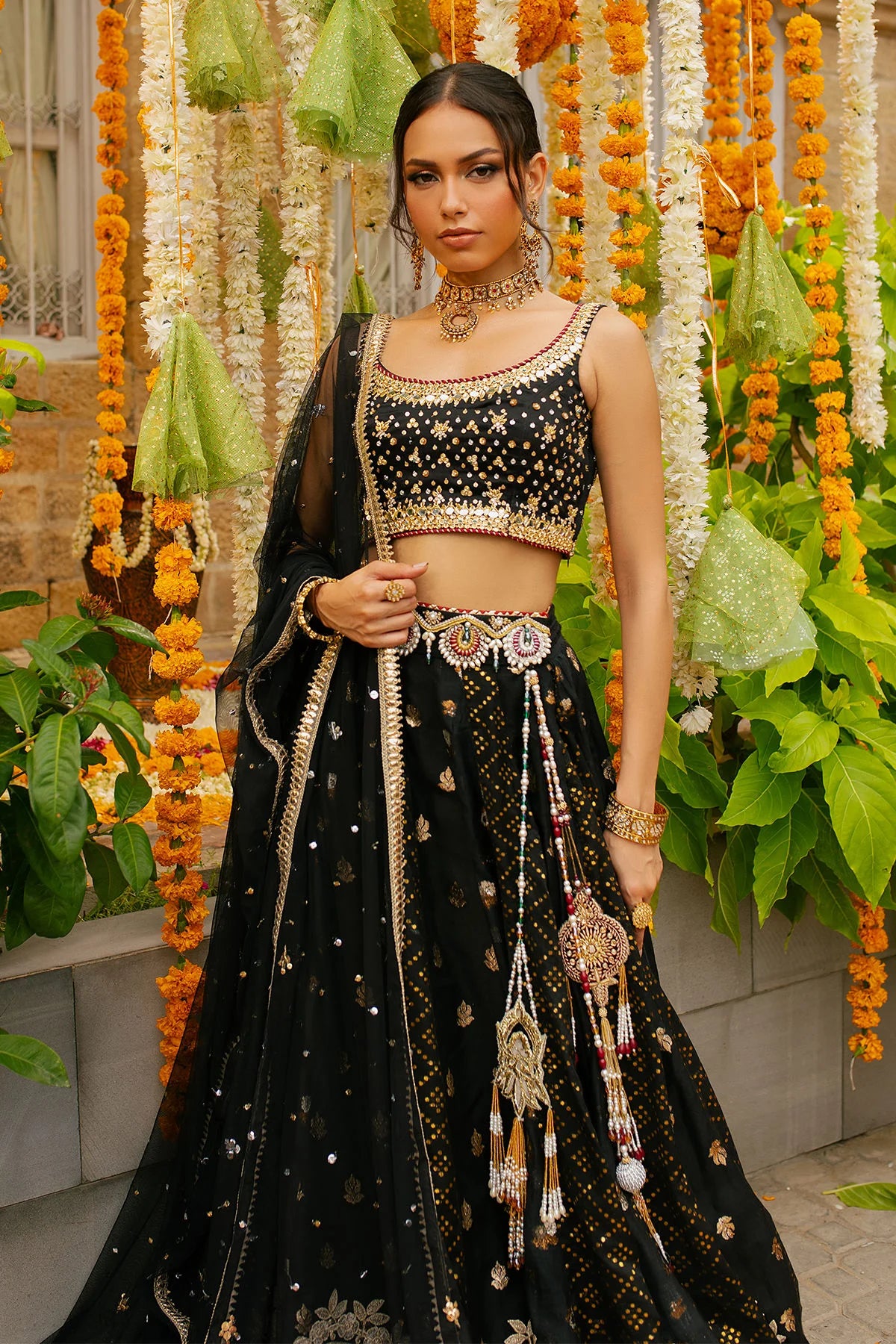 Black Handmade Pakistani Lehenga Choli