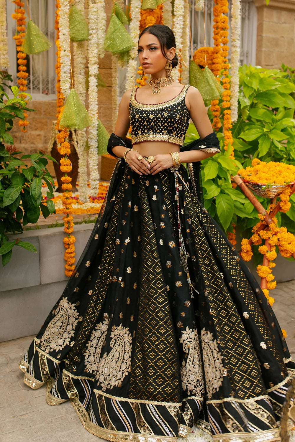 Black Handmade Pakistani Lehenga Choli