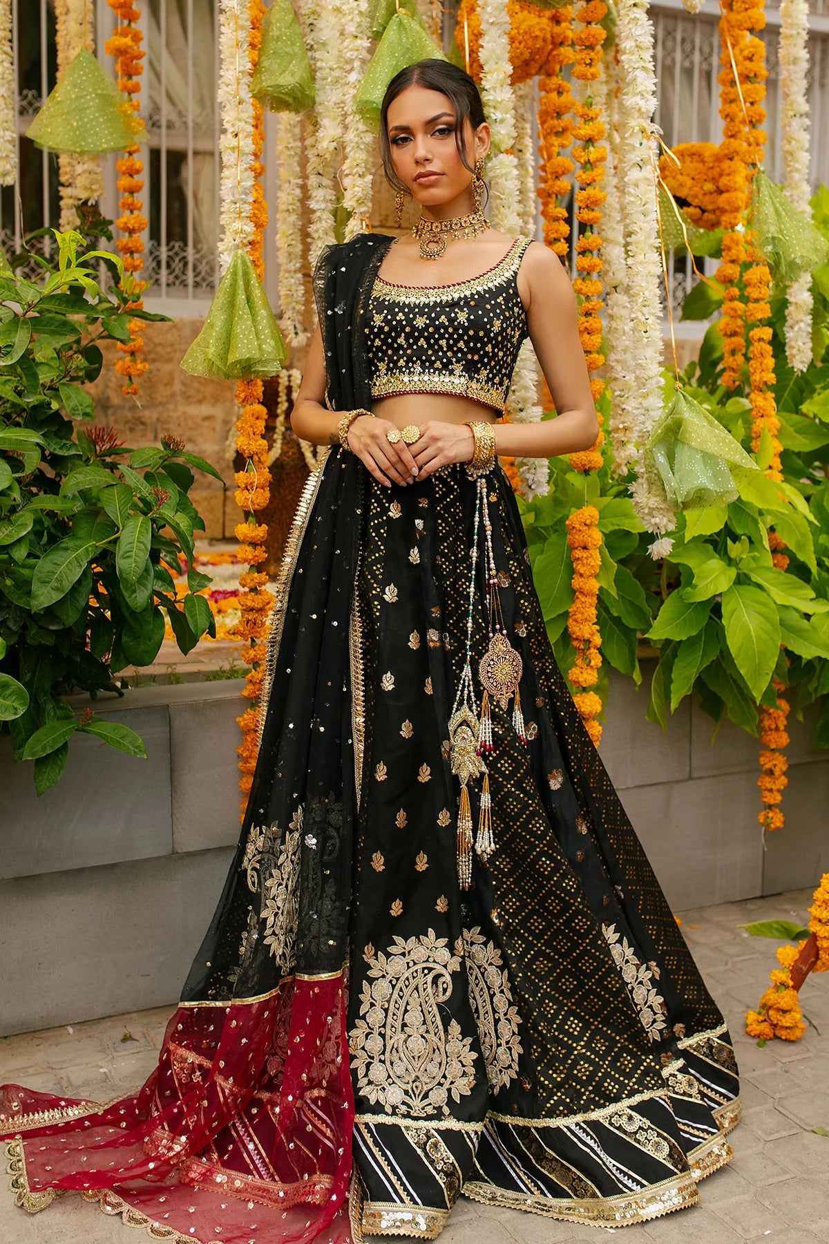 Black Handmade Pakistani Lehenga Choli