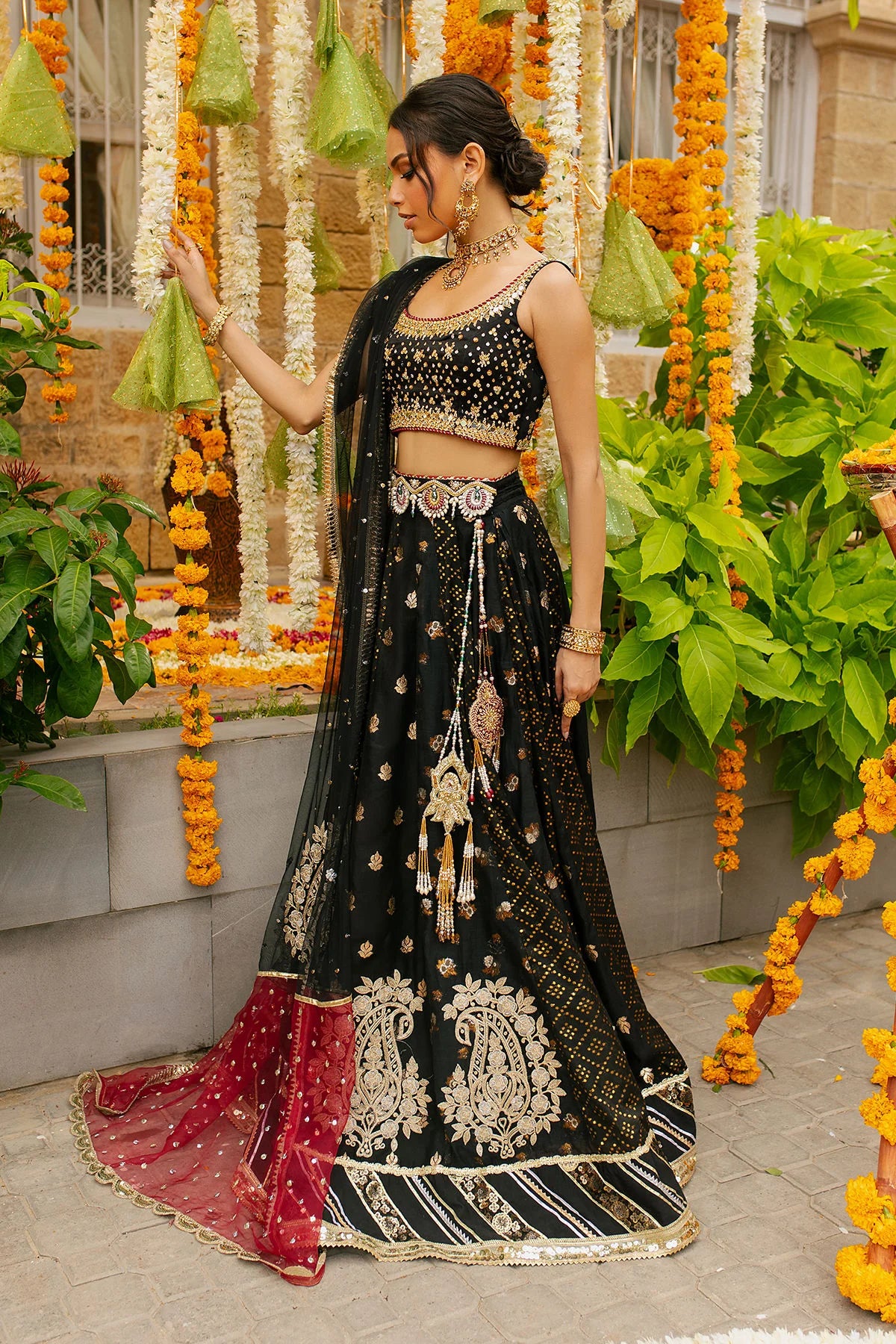 Black Handmade Pakistani Lehenga Choli