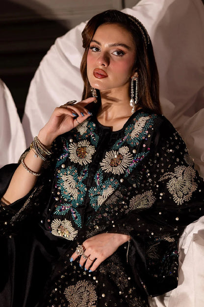 Black Handmade Indian Raw Silk Suit