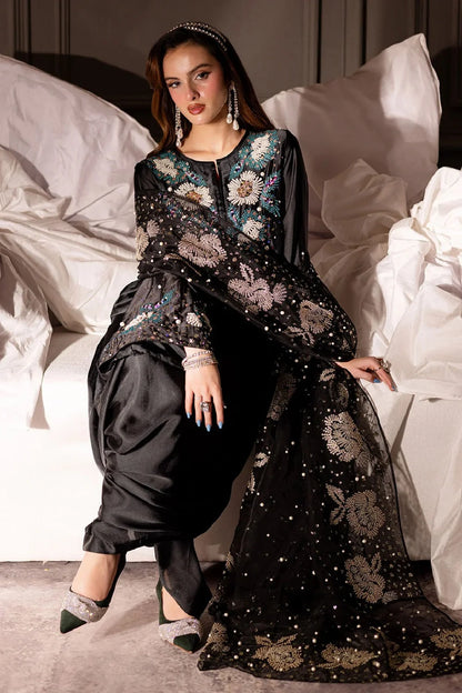 Black Handmade Indian Raw Silk Suit