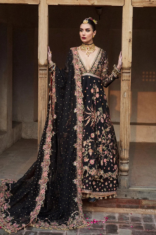 Black Handmade Semi-Stitched Lehenga