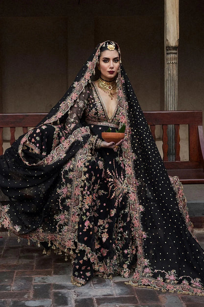 Black Handmade Semi-Stitched Lehenga