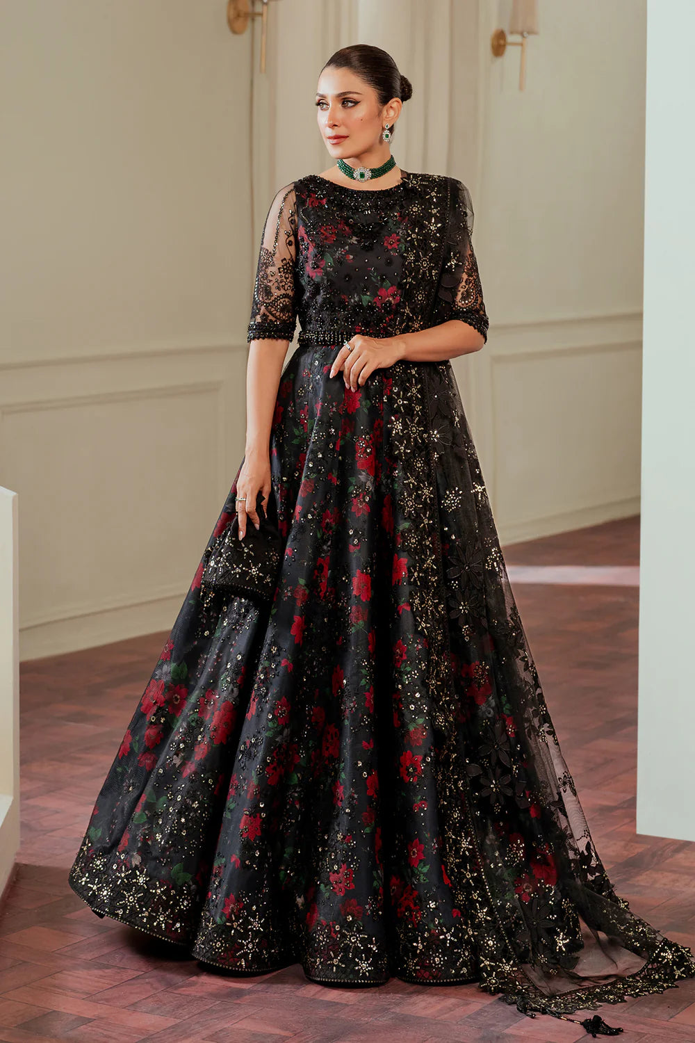 Black Wedding & Bridal Lehenga Choli with Handmade Blouse