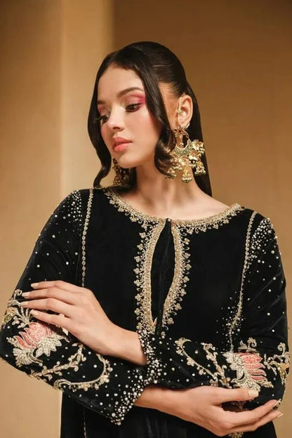 Black Handmade Pure Micro Velvet Suit