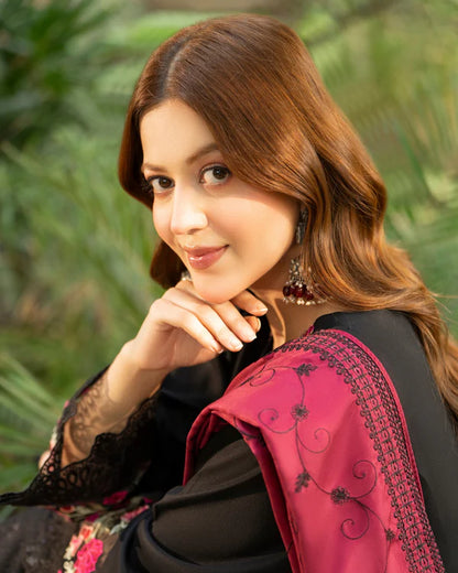 Black Cherry Heavy Embroidered Kotrai Suit