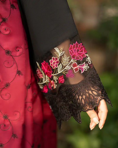 Black Cherry Heavy Embroidered Kotrai Suit