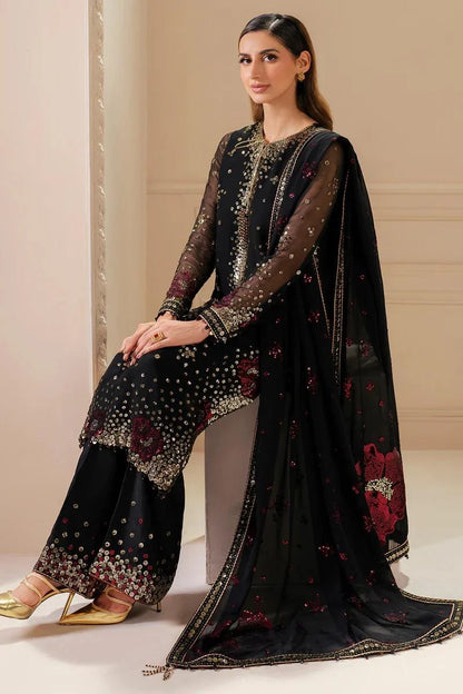 Black Multi Sequins Embroidered Chiffon Suit