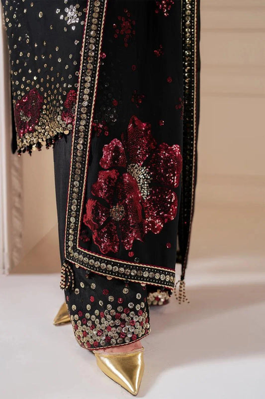 Black Multi Sequins Embroidered Chiffon Suit