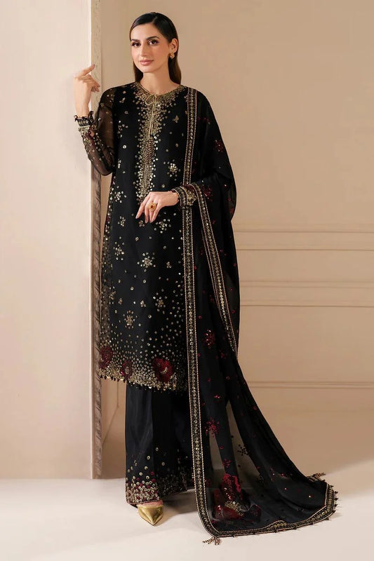 Black Multi Sequins Embroidered Chiffon Suit