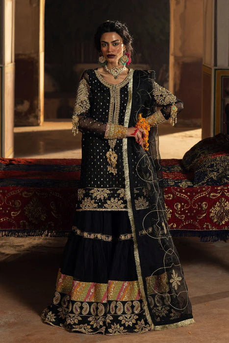 Black Embellished Flared Gharara