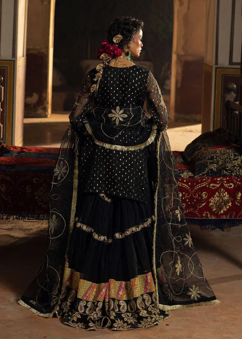 Black Embellished Flared Gharara