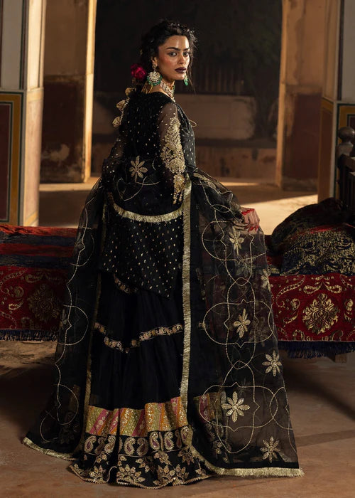 Black Embellished Flared Gharara