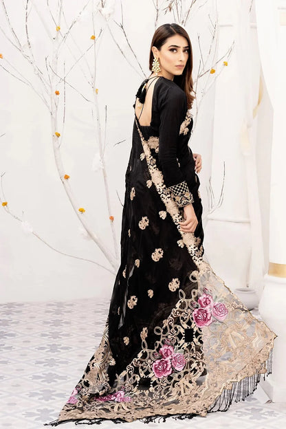 Black Pure Chiffon Wedding Saree