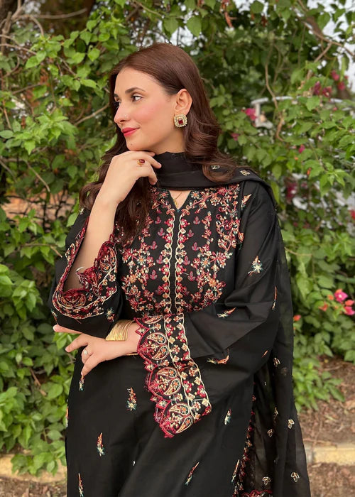 Black Sequins Embroidered Long Kurta Set with Dupatta
