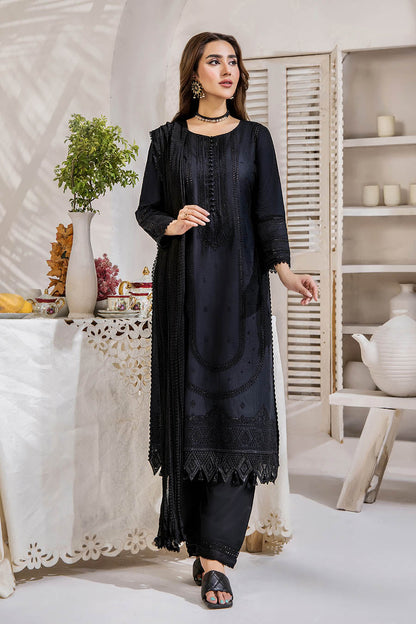 Black Readymade Pure Cotton Chikan Suit with Sequins Work